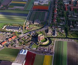 Historic aerial view of the ruins of Teylingen castle by Frans Rombout