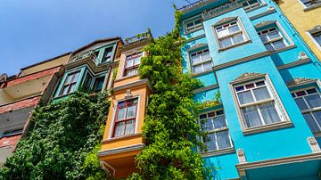 Bunte Häuser in Balat in Istanbul, Türkei