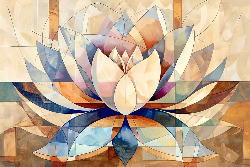 Abstract Geometric Lotus in Colour by Art & Soul Creations