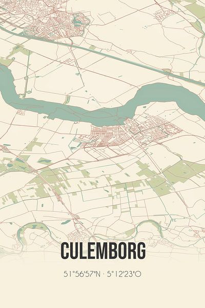 Carte ancienne de Culemborg (Gueldre) par Affiches de lieux