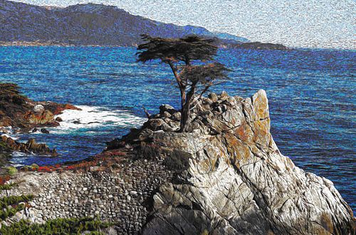Lone Cypress, 17-Mile Drive | Van Gogh Art