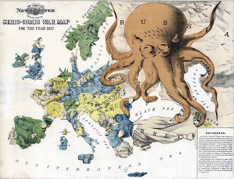 Humor mit einer Karte von Europa, 1877 von Atelier Liesjes