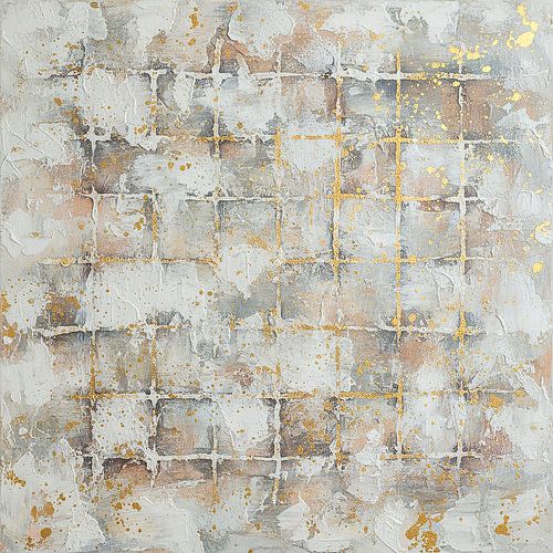 Peinture abstraite originale avec des textures rugueuses et de l'or