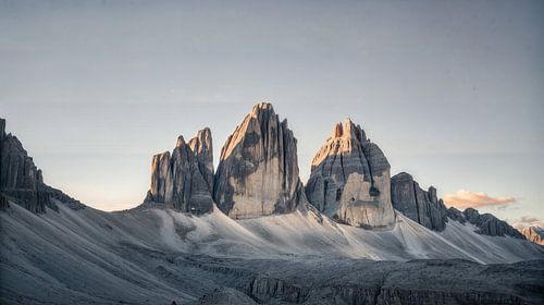 De majestueuze Three Peaks in het zachte ochtendlicht