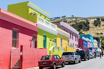 Straat met gekleurde koloniale huizen in Bo Kaap in Kaapstad, Zuid-Afrika, Afrika van WorldWidePhotoWeb