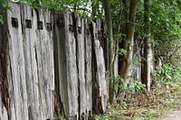 Houten muur, landschap