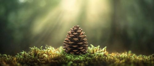 Zwitserse dennenappels in een zacht lichtspel