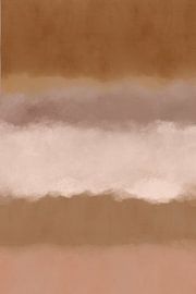 Abstract landscape in yellow ochre, white, salmon pink, taupe. by Dina Dankers