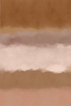 Abstract landscape in yellow ochre, white, salmon pink, taupe.