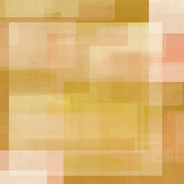 Rustige abstracte kleurblokken in oker, roze, wit van Dina Dankers