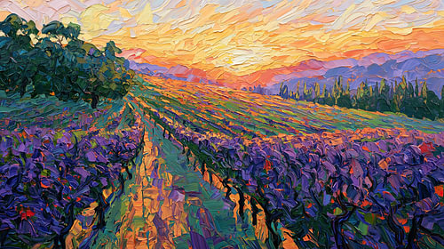 Vineyard – abstract purple and green