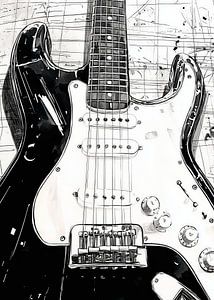 Noir et blanc Guitare art musical #guitare