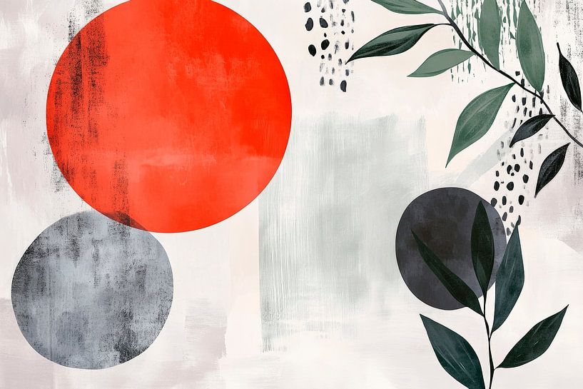 Composition abstraite avec des cercles rouges par Poster Art Shop