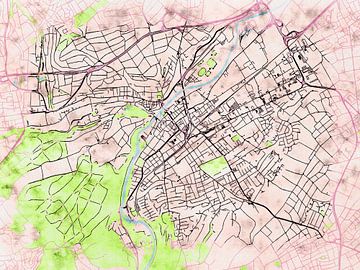 Map of Bad Kreuznach with the style 'Soothing Spring' by Maporia