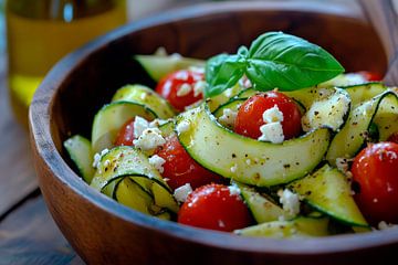 Kleurrijke courgettesalade met tomaten en feta van Poster Art Shop