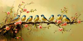 Pimpelmezen op bloesemtak