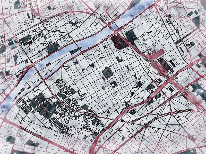 Map of Levallois-Perret with the style 'White Winter' by Maporia