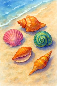 Muscheln Aquarell Malerei. von Johannes