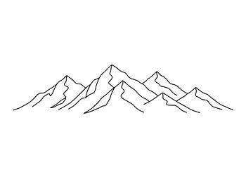 Line Art Illustration of Mountain Range