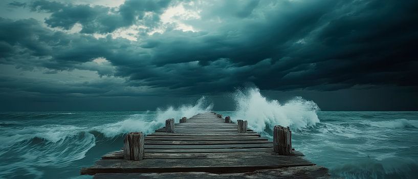 Storm on the jetty - Dramatic by Poster Art Shop