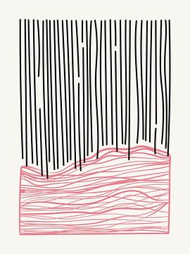 Moderne abstracte vormen in roze en zwart van Studio Allee