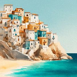 Cliffside Coastal Village by Nomo.Art