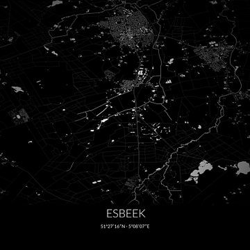 Black and white map of Esbeek, North Brabant. by Rezona