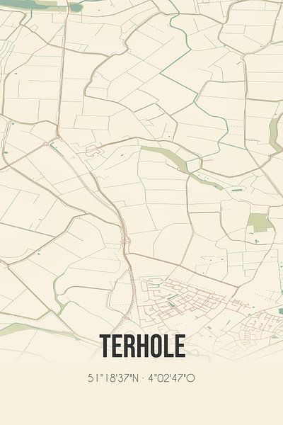 Vintage map of Terhole (Zeeland) by Prints of Place