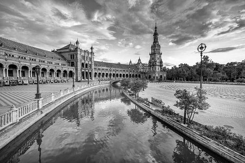 Sevilla Plaza España zwart-wit
