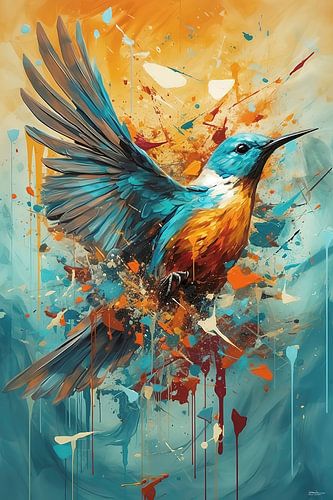 abstract aquarel van een vogel