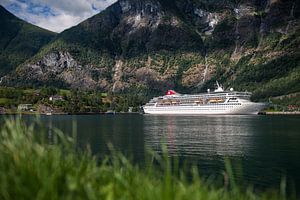 Cruiseschip in Flåm, Noorwegen van Martijn Smeets