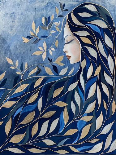 Blue Leaves Style Abstract