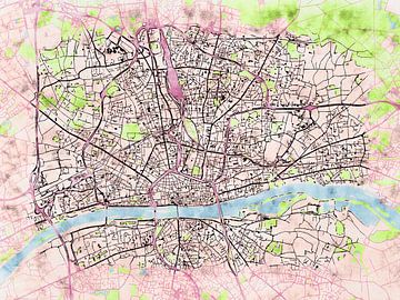 Kaart van Orléans in de stijl 'Soothing Spring' van Maporia