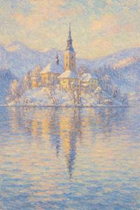 Der Bleder See im Winterglanz - Die Kirche auf der Insel