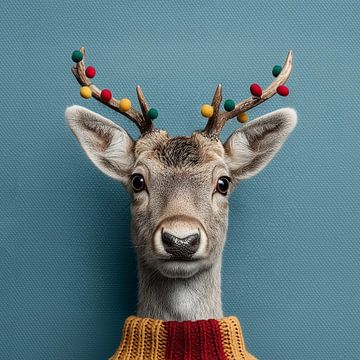 Kerstportret van een Rendier