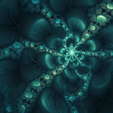 Blauwgroene fractals van Mysterious Spectrum