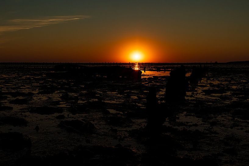 Wadden Sea, sunrise at Paesens Moddergat by Gert Hilbink