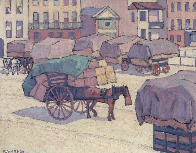 Robert Bevan~Hay Carts, Cumberland Market by finemasterpiece