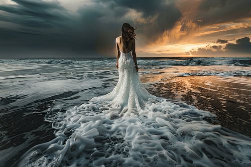 bruid in de branding