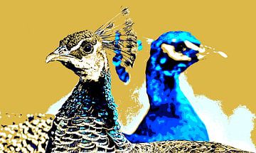 Peacock hen mixed media by Werner Lehmann