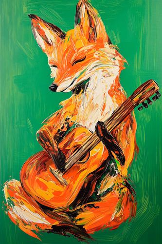 Muzikale vos met gitaar