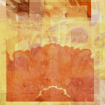 Kleurrijke organische vormen in oranje, geel, bruin