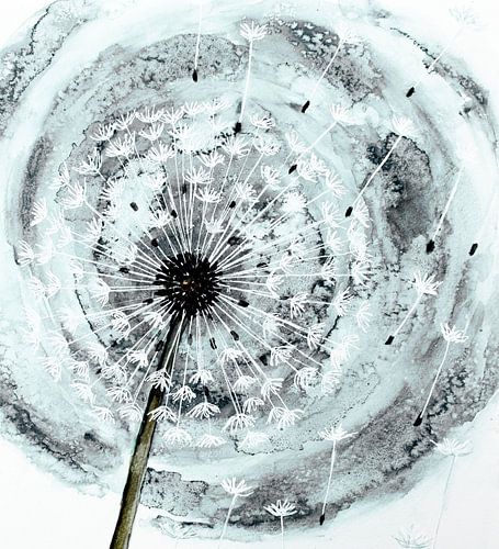 Aquarelle transitoire vert menthe/gris