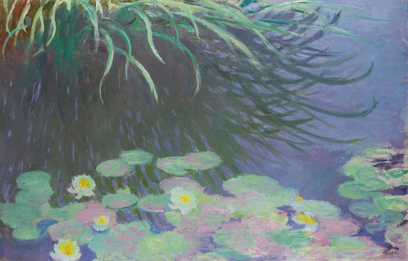 Waterlelies met hoge grasreflecties, Claude Monet van Meesterlijcke Meesters