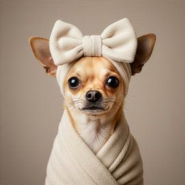 Süßer Chihuahua mit Bademantel von Costas Ganasos
