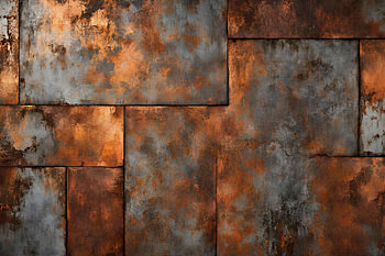 Rostige Metallplatten im Industrial Style – Abstraktes Wandbild