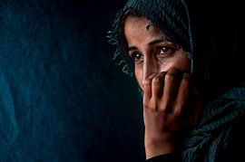Close-up portrait of Muslim woman in Greece | Travel Photography art print