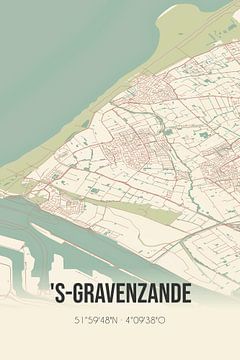 Vintage landkaart van 's-Gravenzande (Zuid-Holland) van MijnStadsPoster