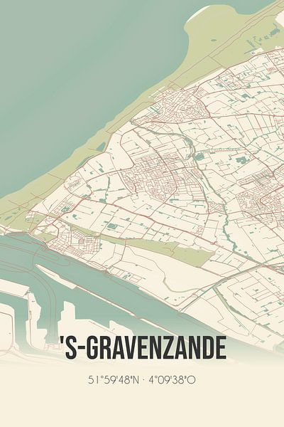 Vintage map of 's-Gravenzande (South Holland) by Prints of Place