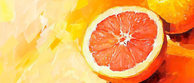 Sappige sinaasappelschijf in het zonlicht van Poster Art Shop